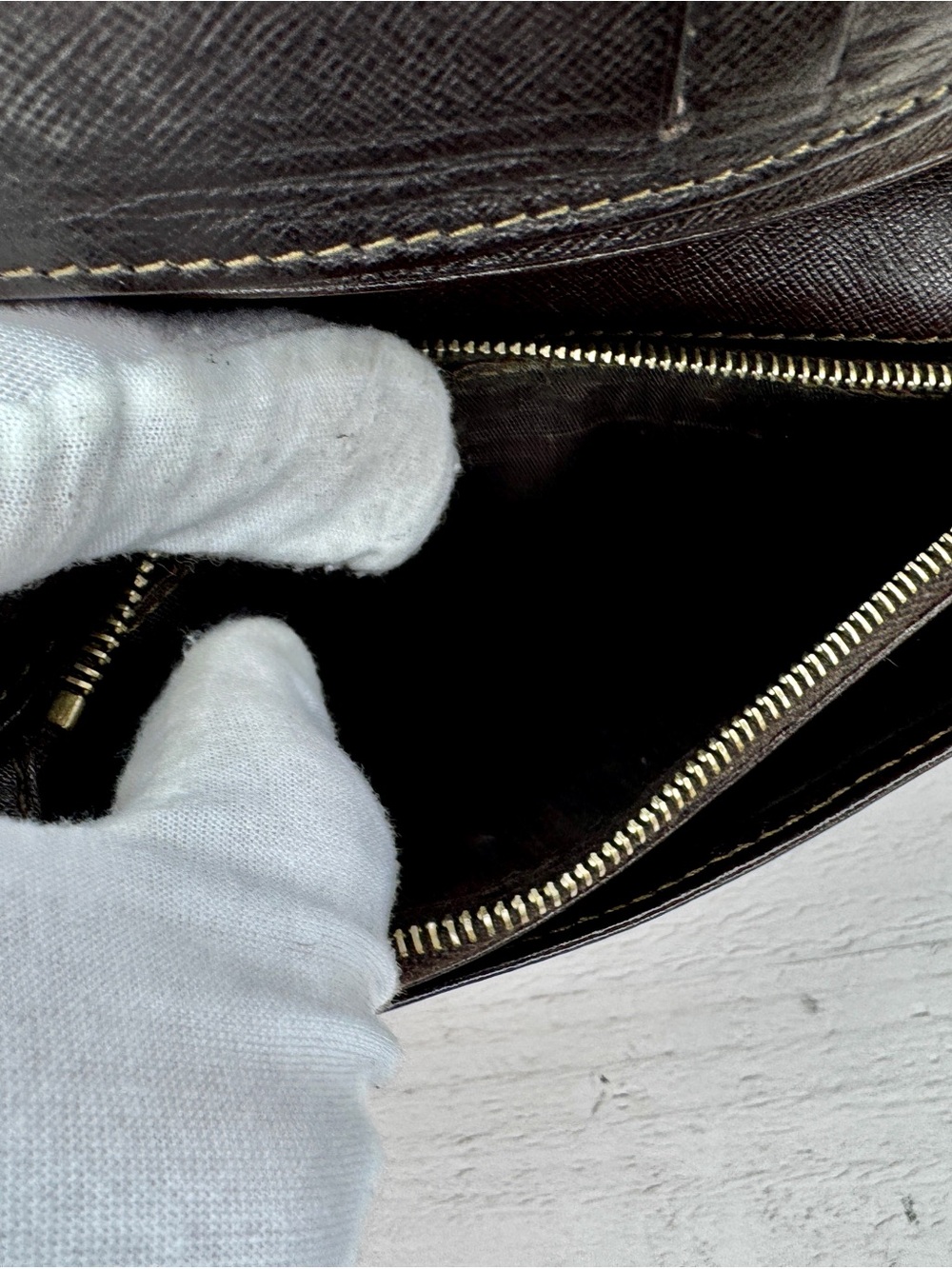 Vintage CELINE Macadam Monogram Long Wallet Brown PVC & Tan Leather - Picture 11 of 14